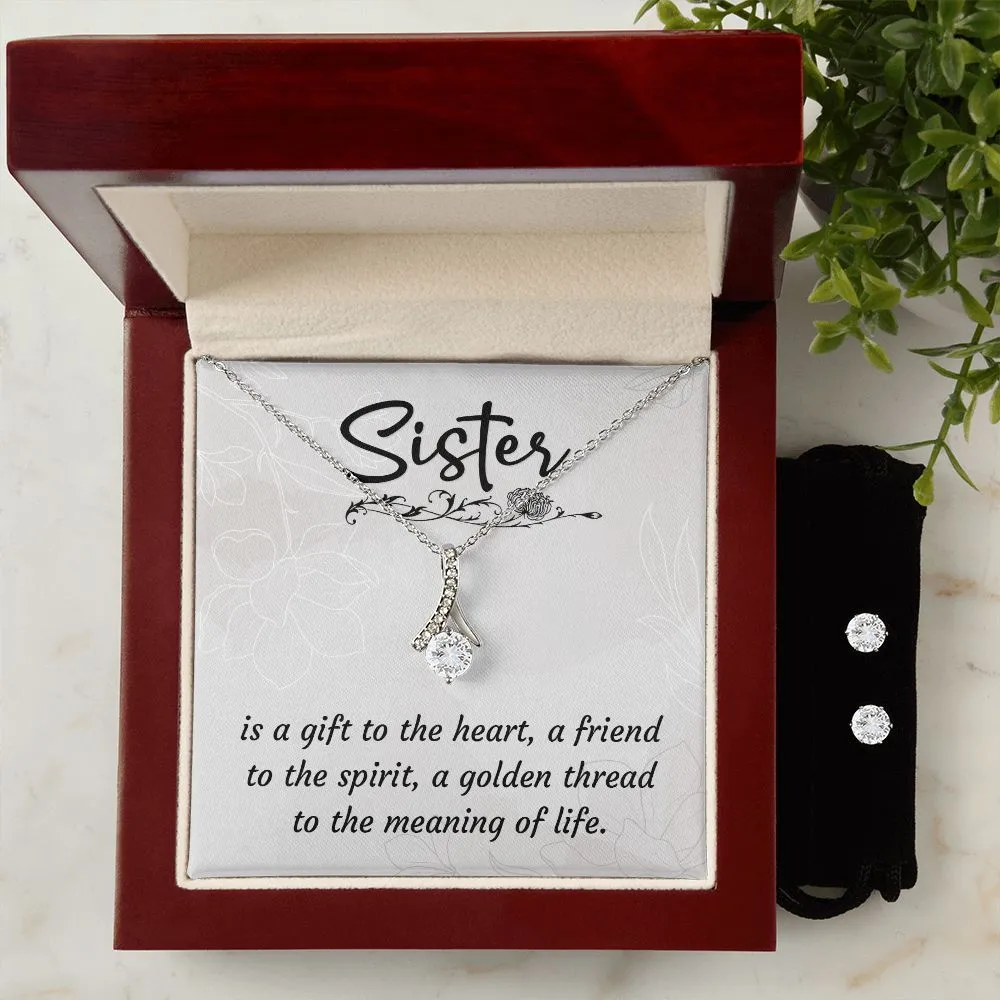 Alluring Beauty Necklace and Cubic Zirconia Earring Set, Sister Gift, Mom, Christmas, Jewelry, Necklace, Message Card