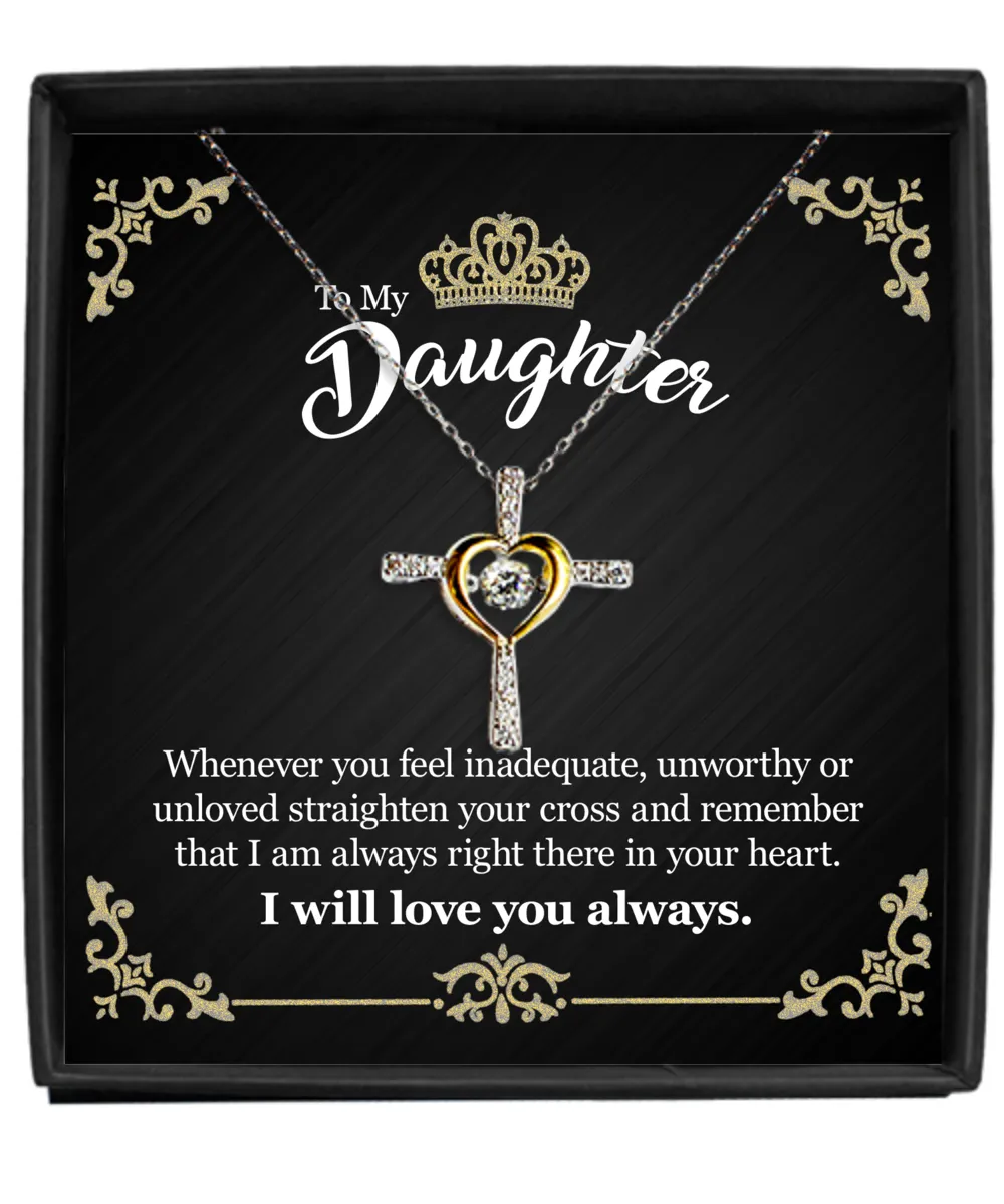 [Almost SOLD OUT] Gift For Daughter - Whenever You Feel - Cross Dancing Necklace With Message Card - Gift For Birthday, Anniversary, Christmas From Dad, Father