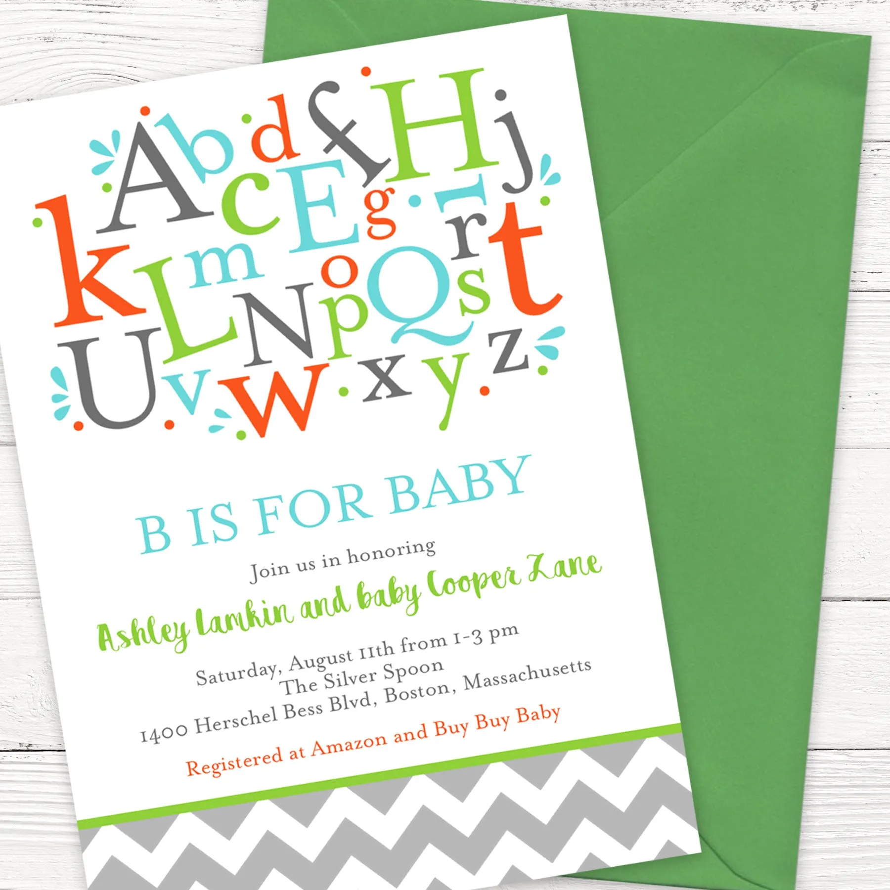 Alphabet Baby Shower Invitation