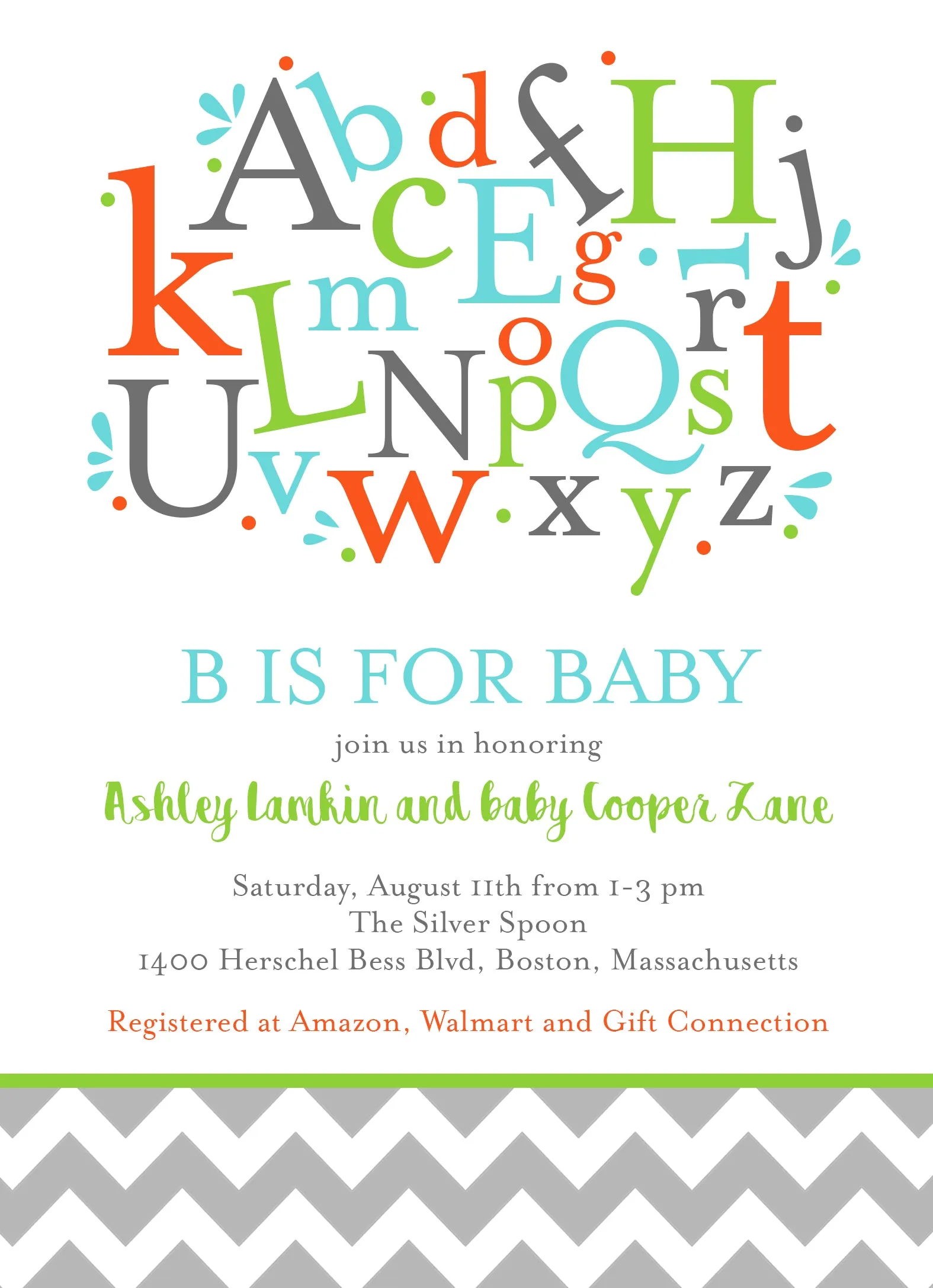 Alphabet Baby Shower Invitation