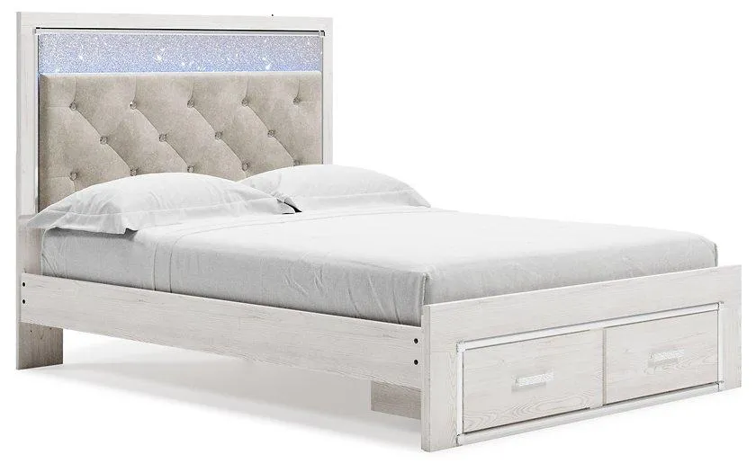 Altyra White Queen Upholstered Storage Bed