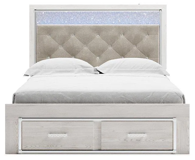 Altyra White Queen Upholstered Storage Bed