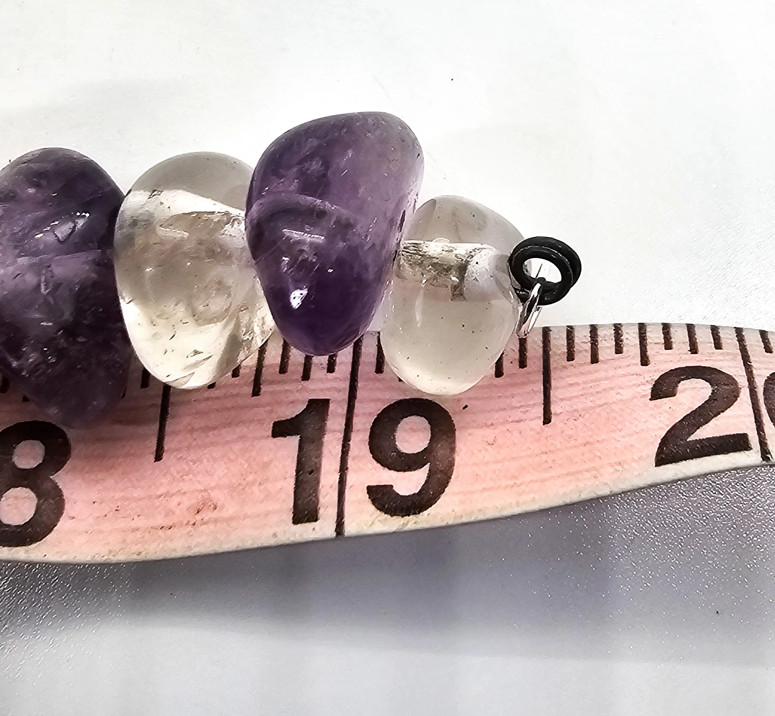 Amethyst and clear rock crystal beaded handcrafted artisan necklace