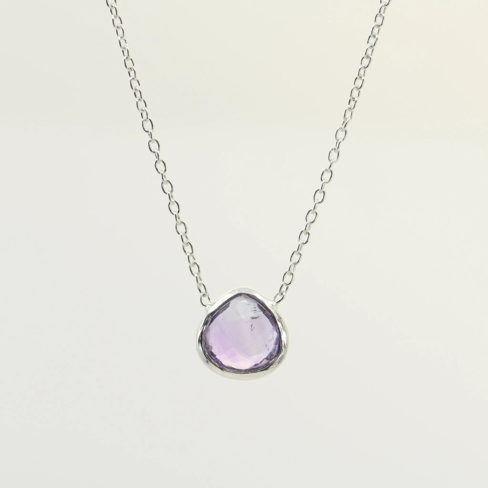 Amethyst Pear-Shaped Bezeled Pendant | Handcrafted Sterling Silver
