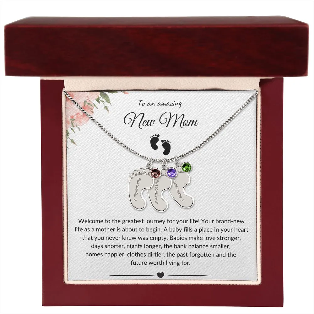 An Amazing New Mom - Baby Feet Necklace