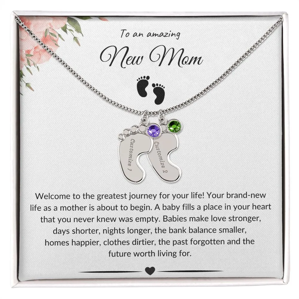 An Amazing New Mom - Baby Feet Necklace