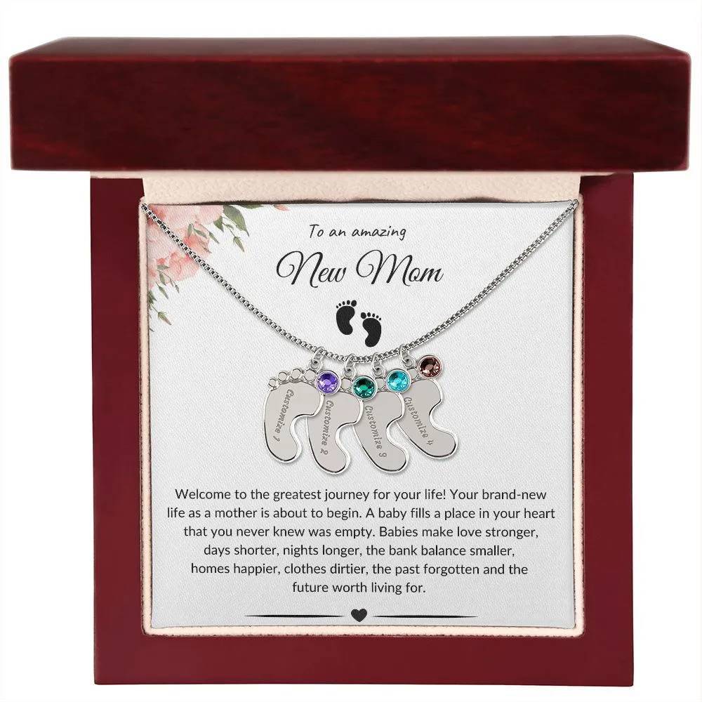 An Amazing New Mom - Baby Feet Necklace