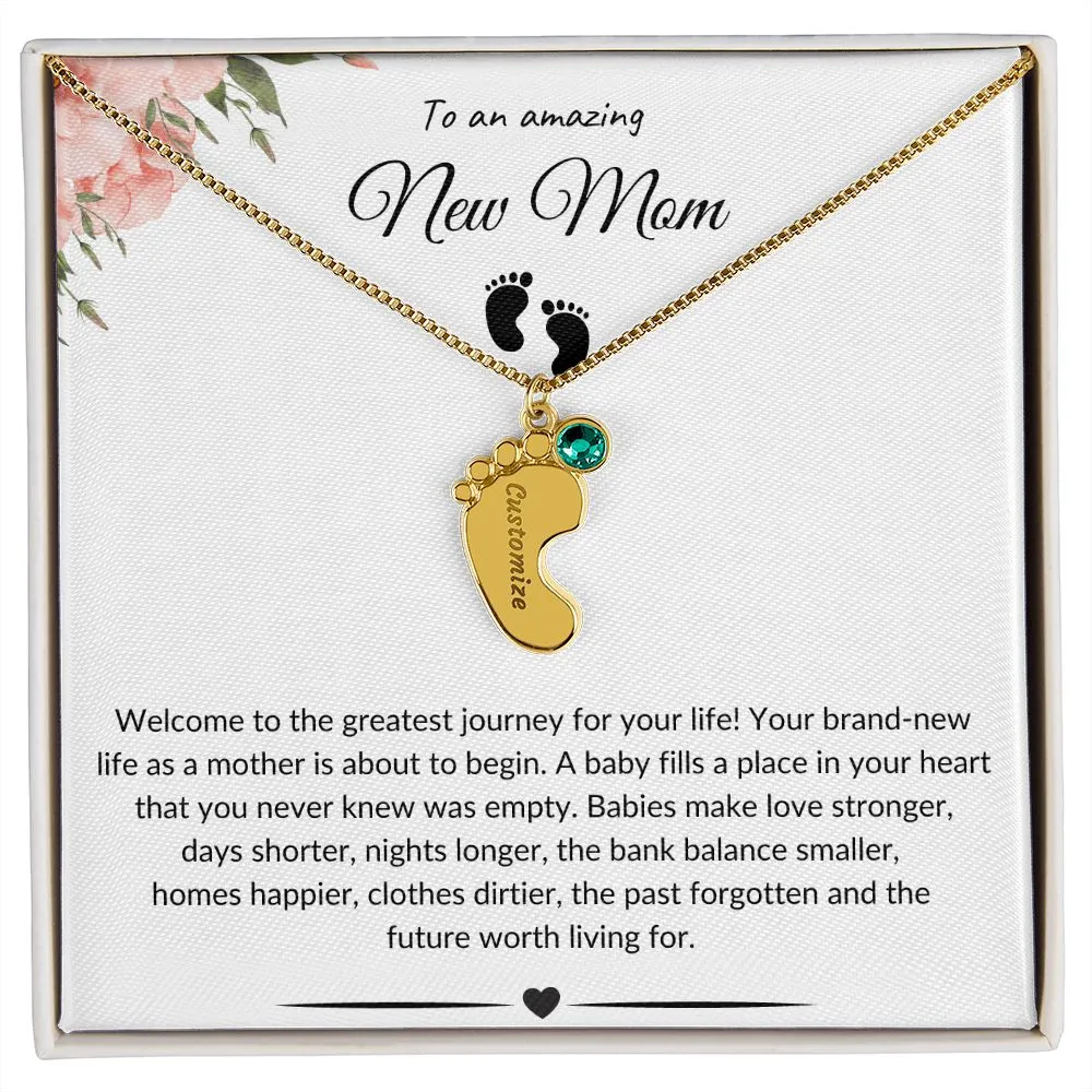 An Amazing New Mom - Baby Feet Necklace