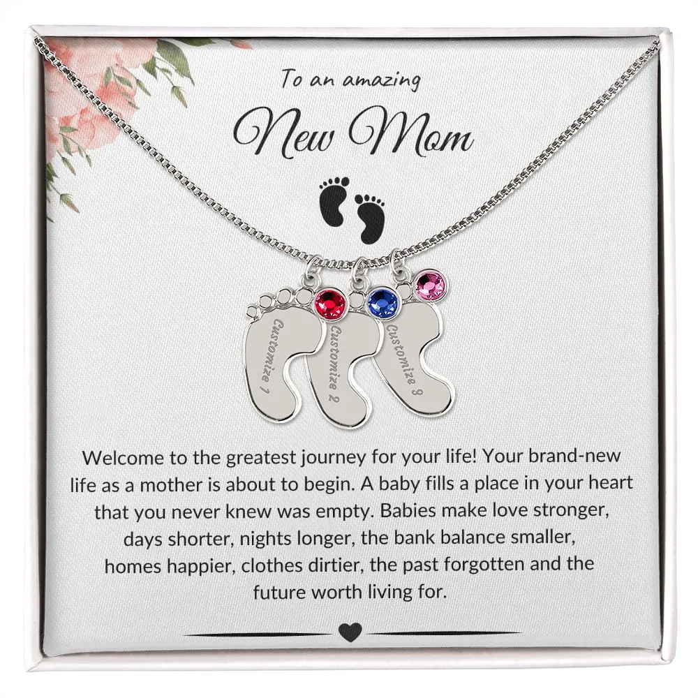 An Amazing New Mom - Baby Feet Necklace