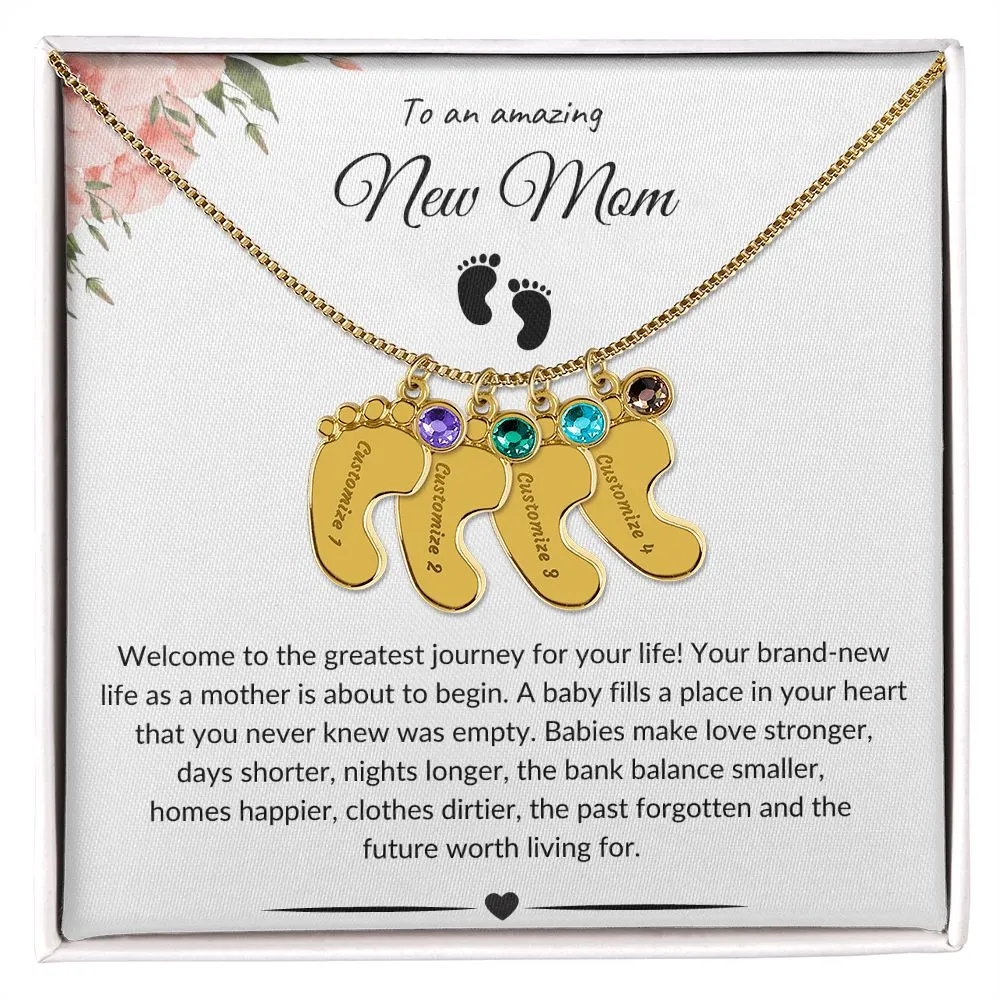 An Amazing New Mom - Baby Feet Necklace