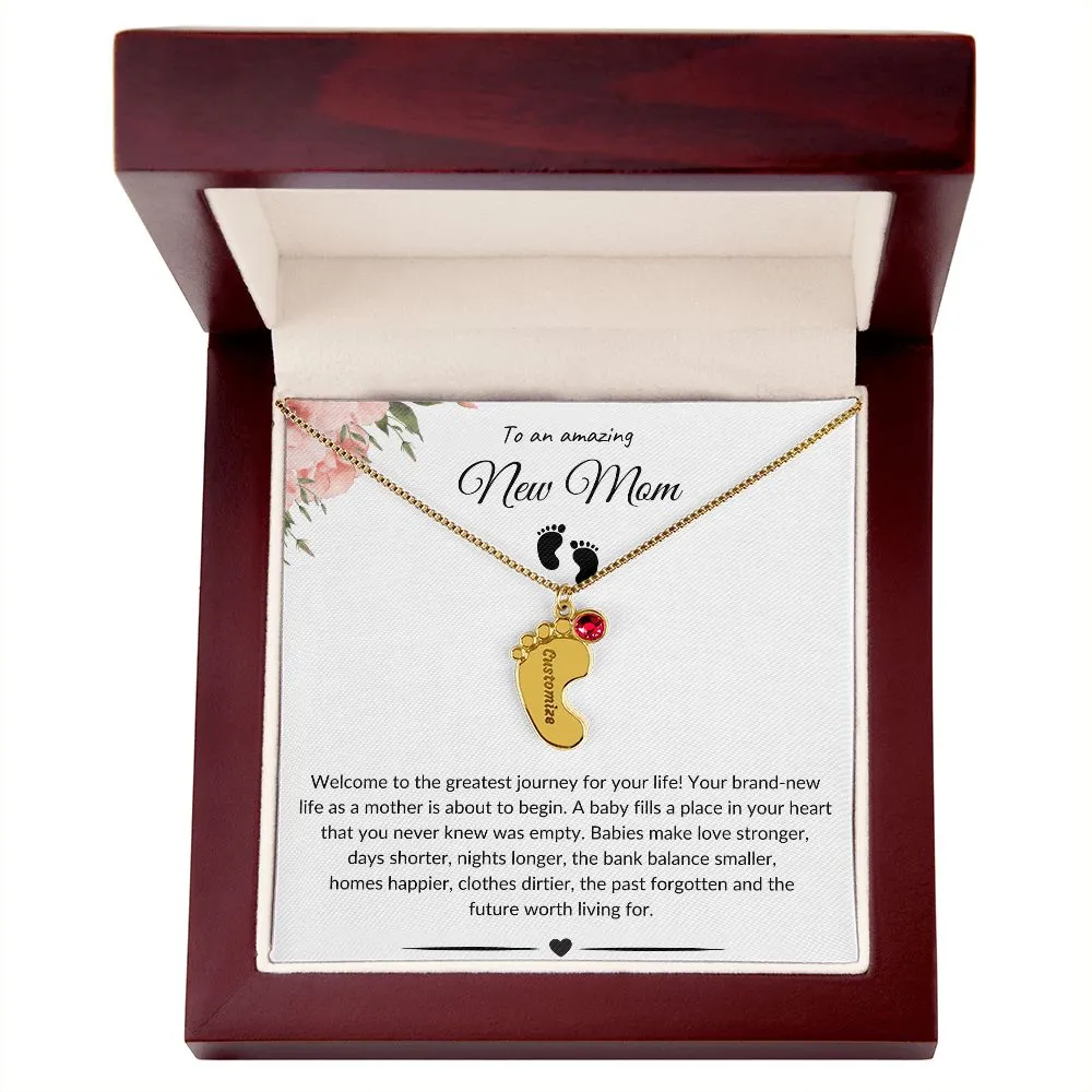 An Amazing New Mom - Baby Feet Necklace