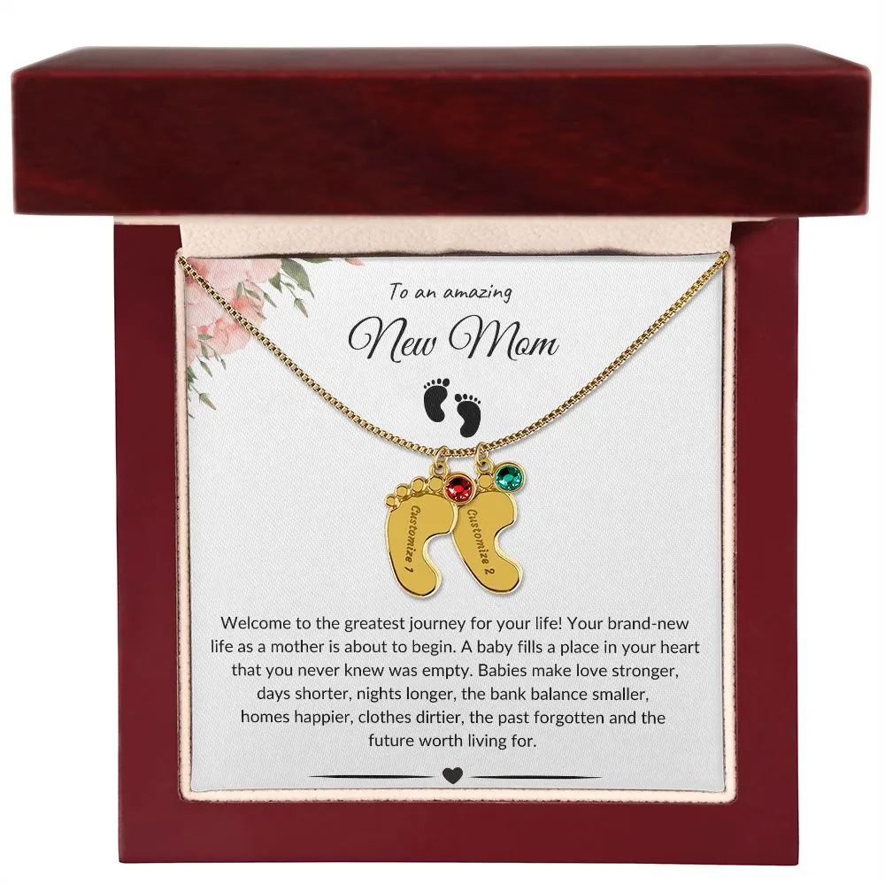 An Amazing New Mom - Baby Feet Necklace