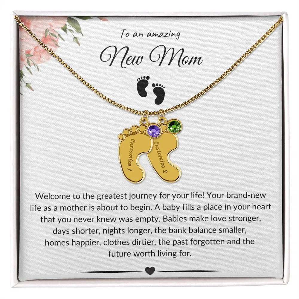 An Amazing New Mom - Baby Feet Necklace