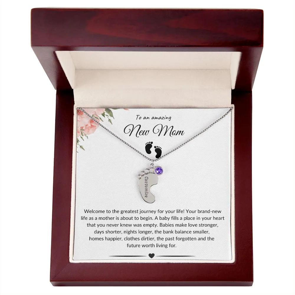 An Amazing New Mom - Baby Feet Necklace