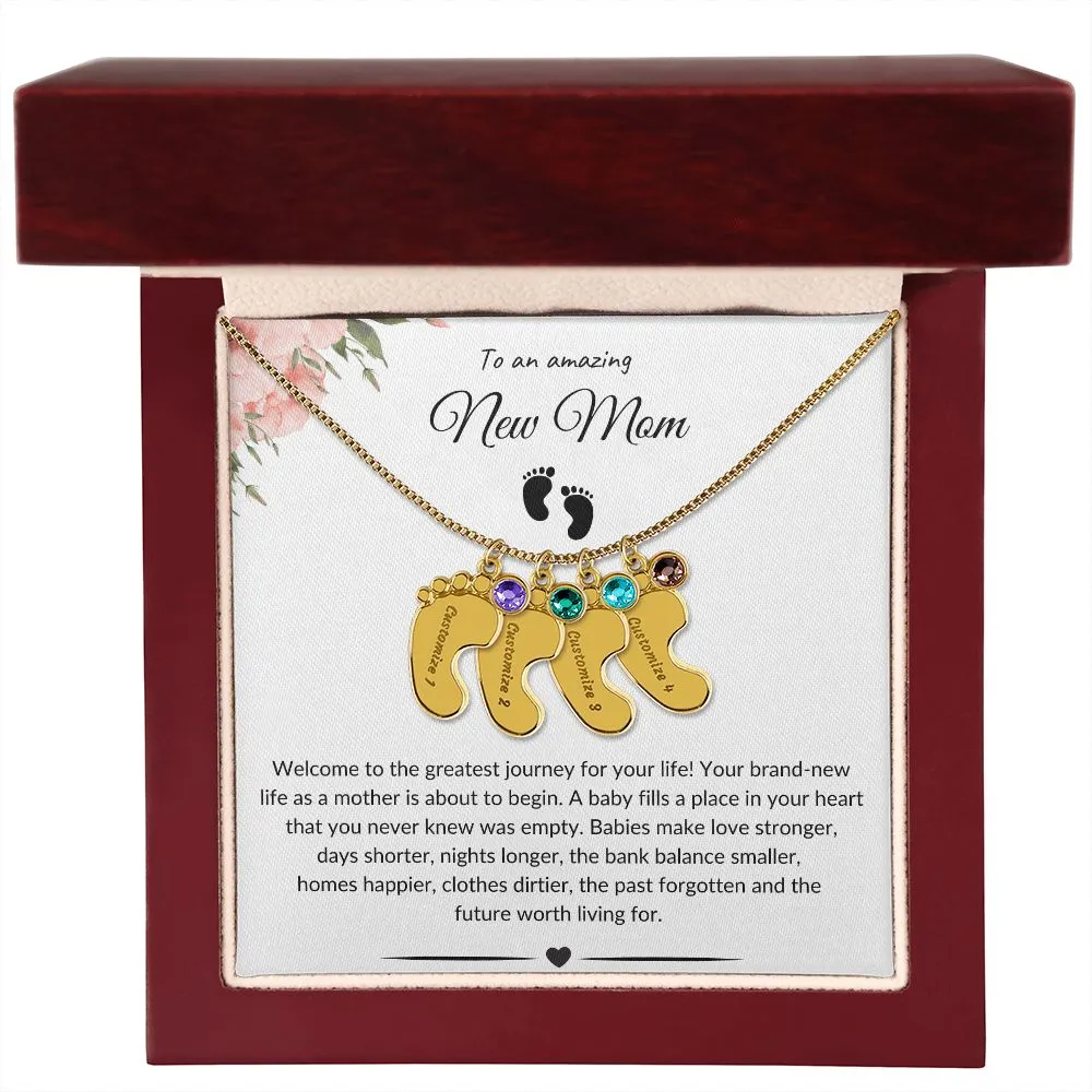 An Amazing New Mom - Baby Feet Necklace
