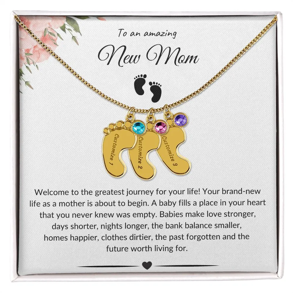 An Amazing New Mom - Baby Feet Necklace