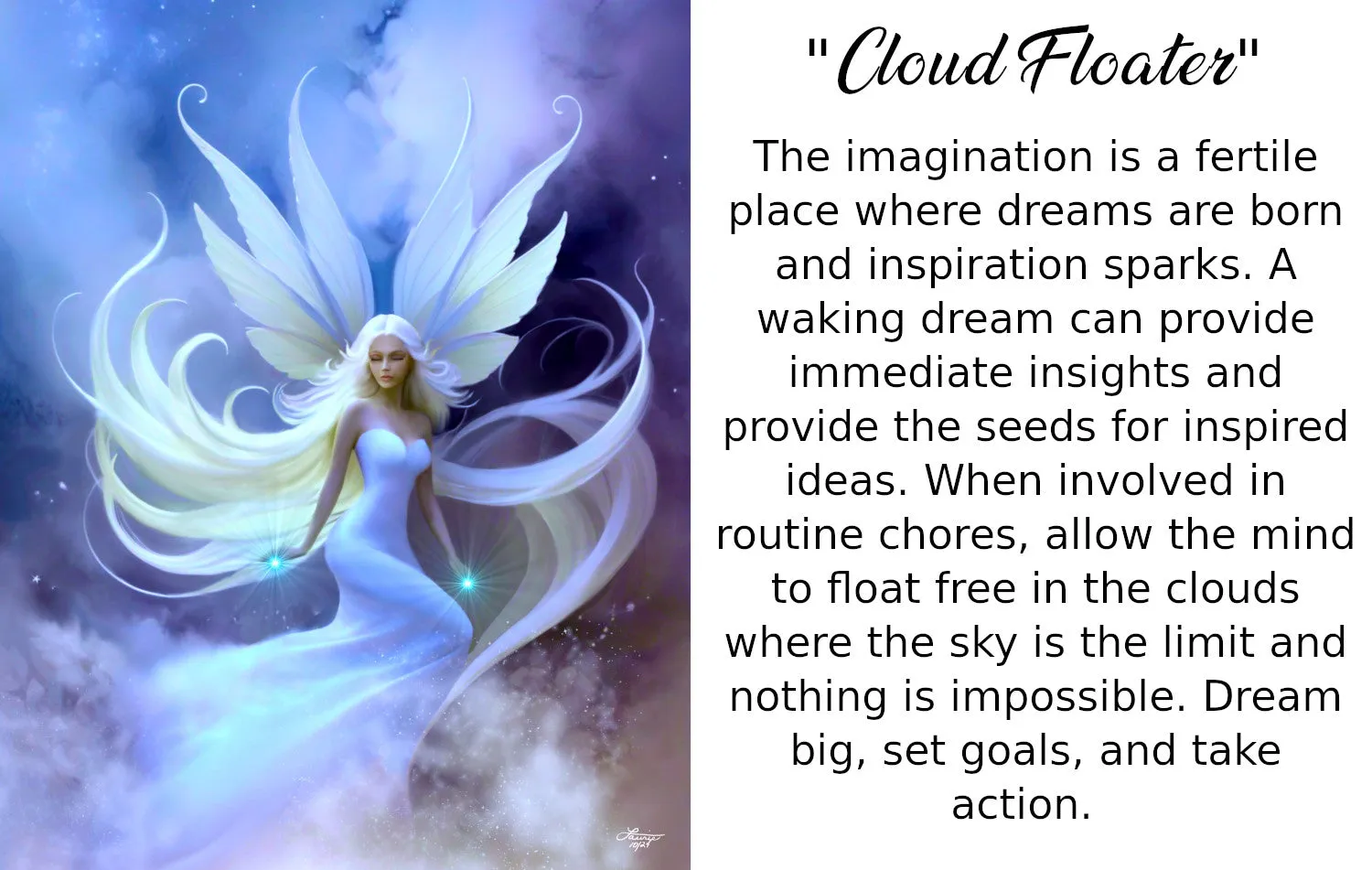 Angel Art Greeting Card, Celestial Stationary, Birthday Notecard-"Cloud Floater"