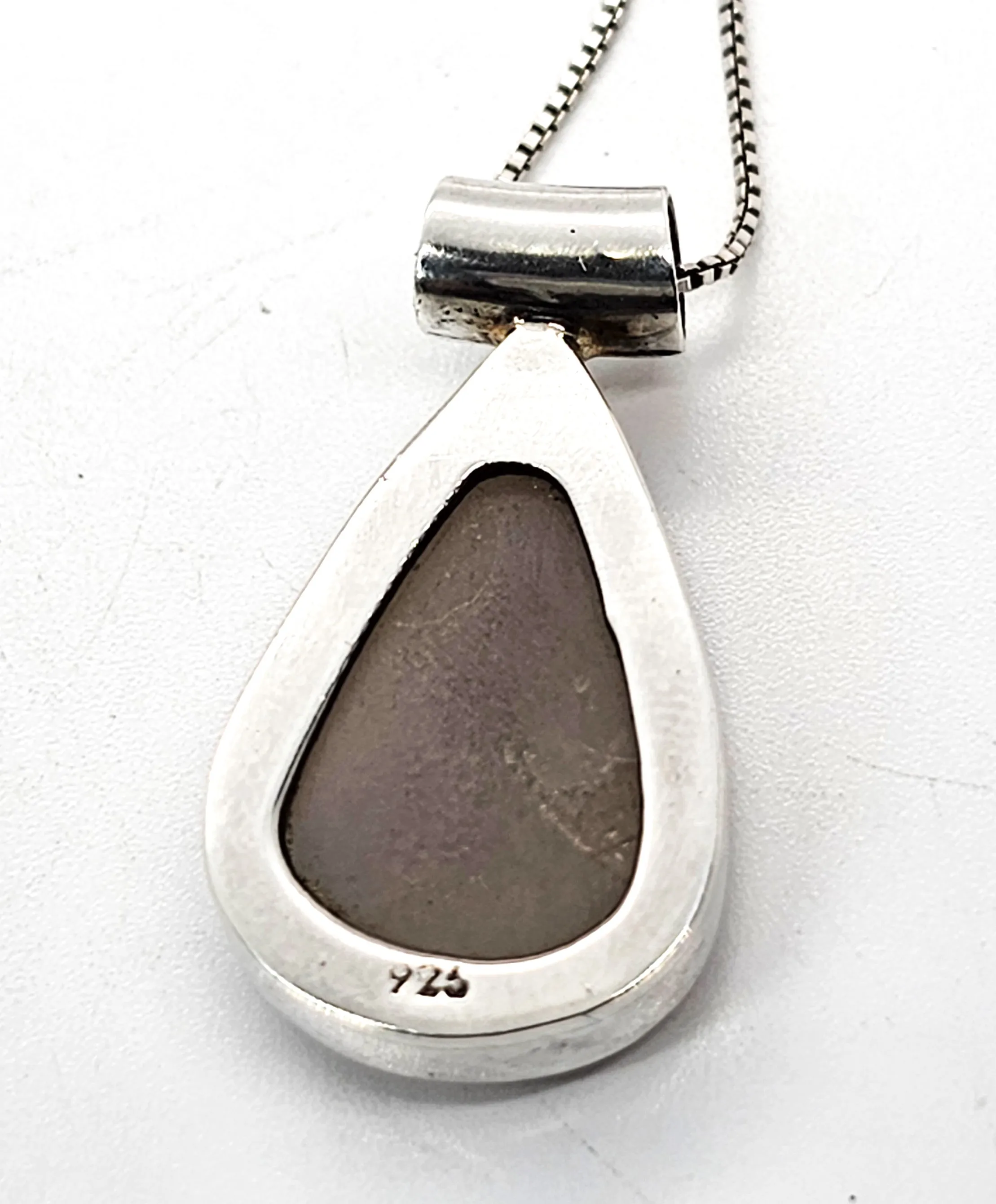 Angel Aura Druzy Quartz pink and green pear cut sterling silver necklace