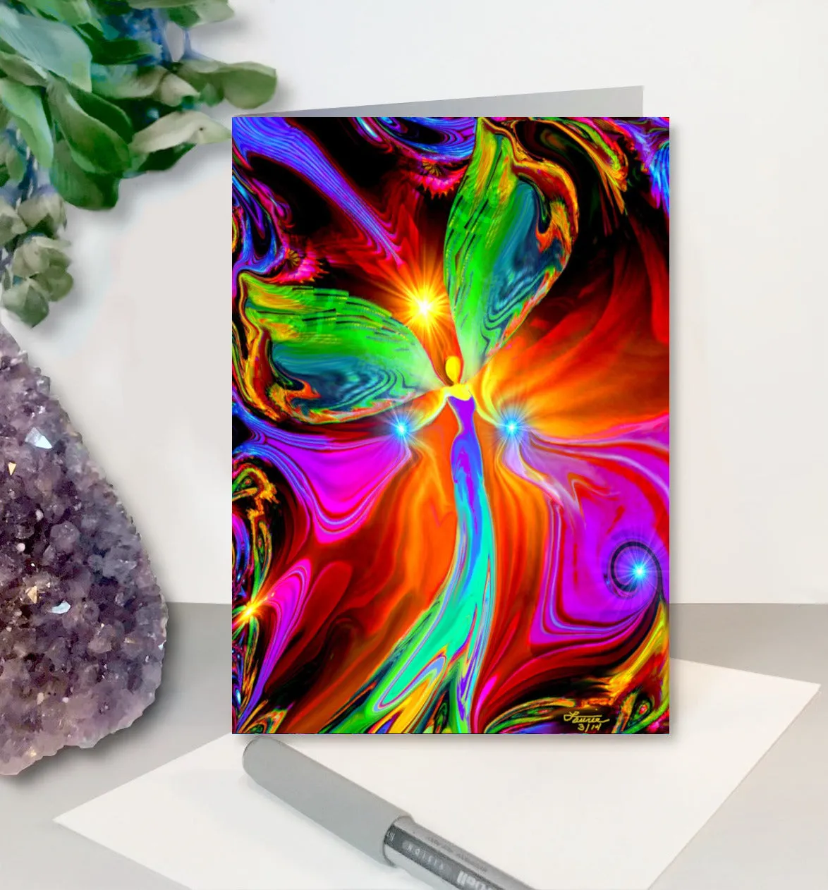 Angel Collection Large Greeting Cards, Frameable 5" x 7" Pearl-Finished Art Cards by Primal Painter