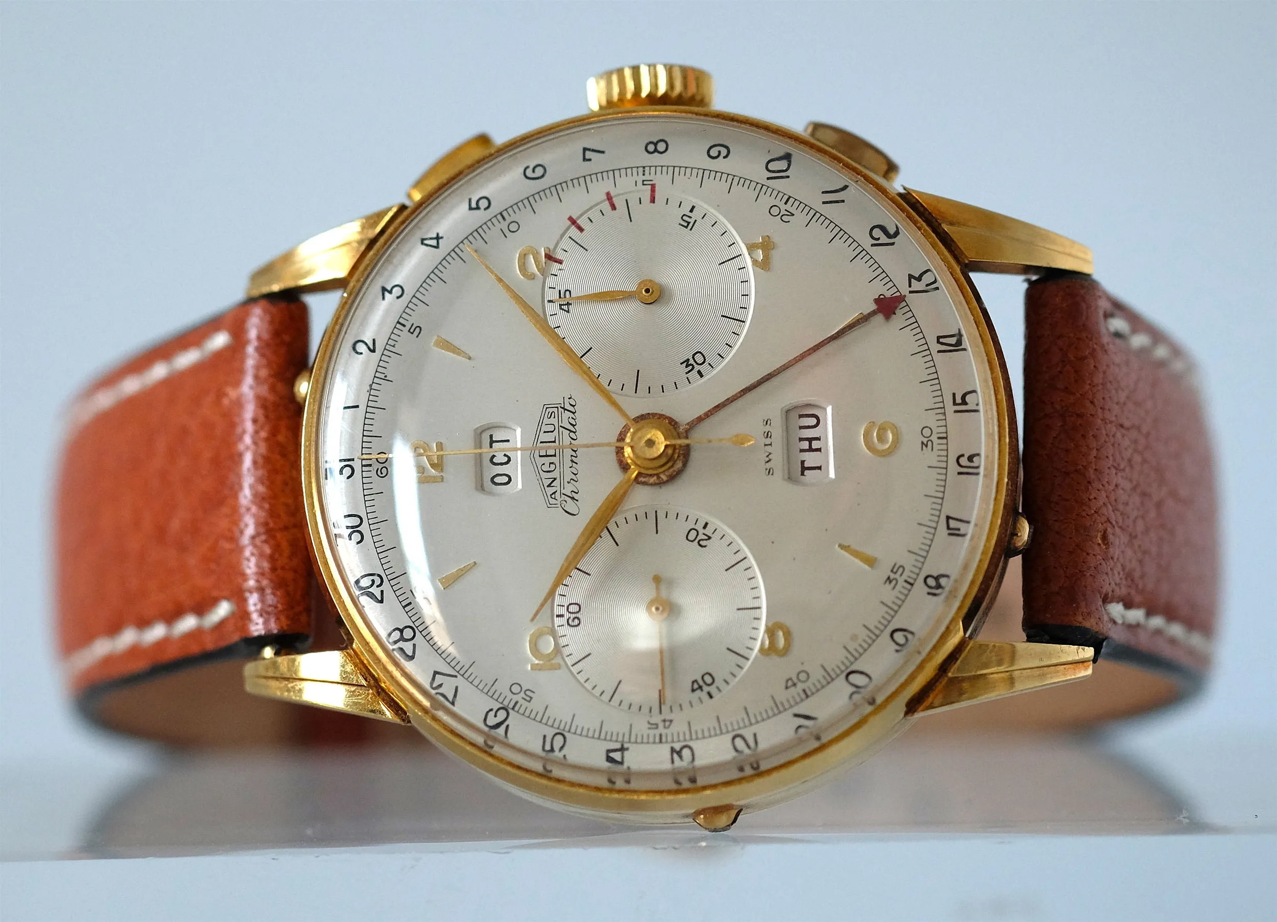 Angelus Chronodato Triple Date Chronograph in Gold