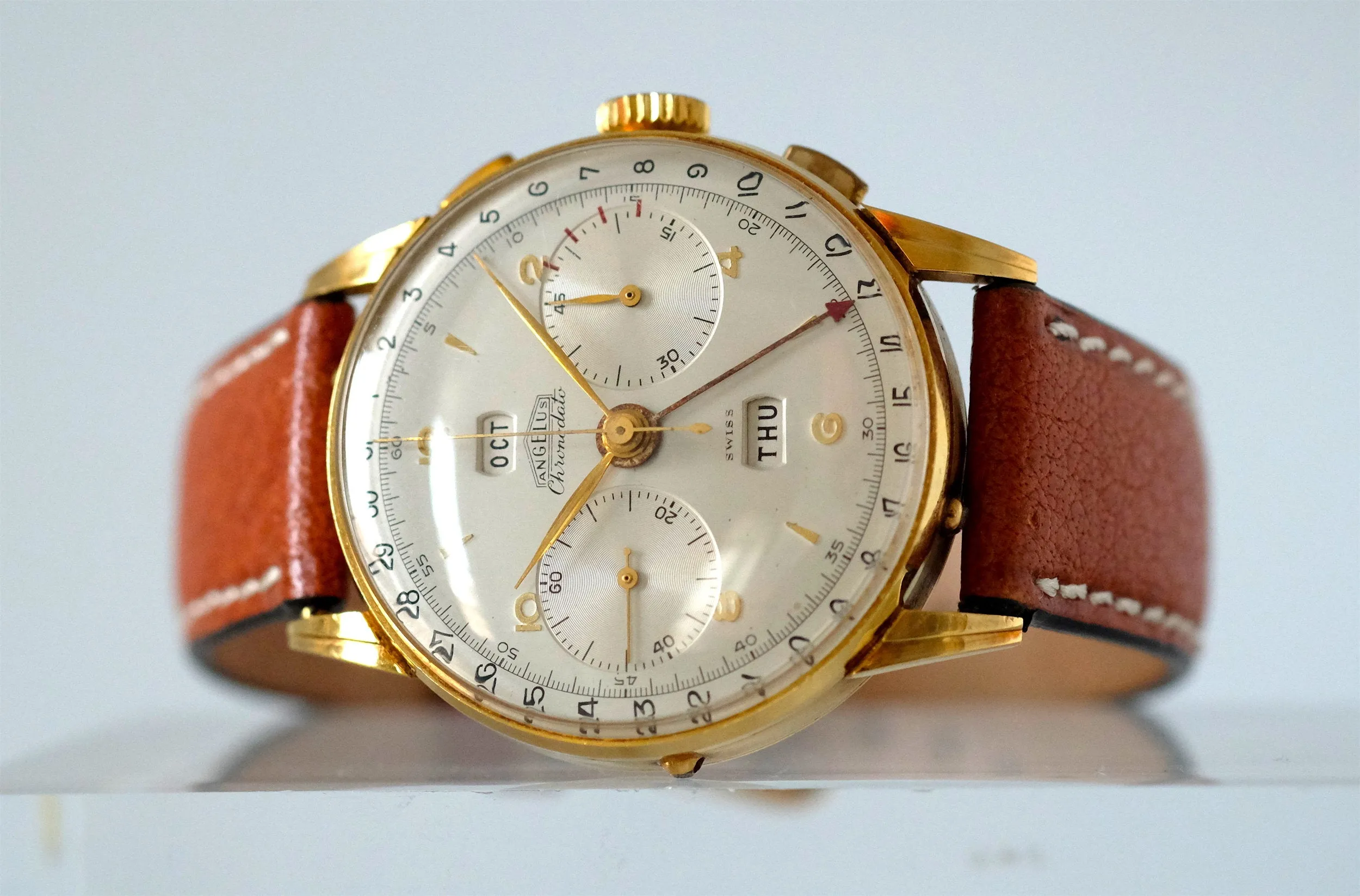 Angelus Chronodato Triple Date Chronograph in Gold