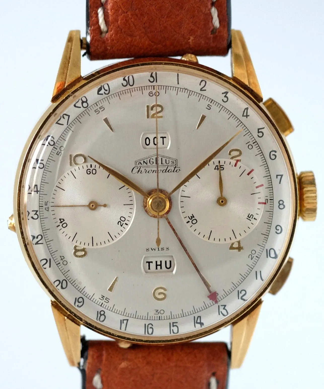 Angelus Chronodato Triple Date Chronograph in Gold