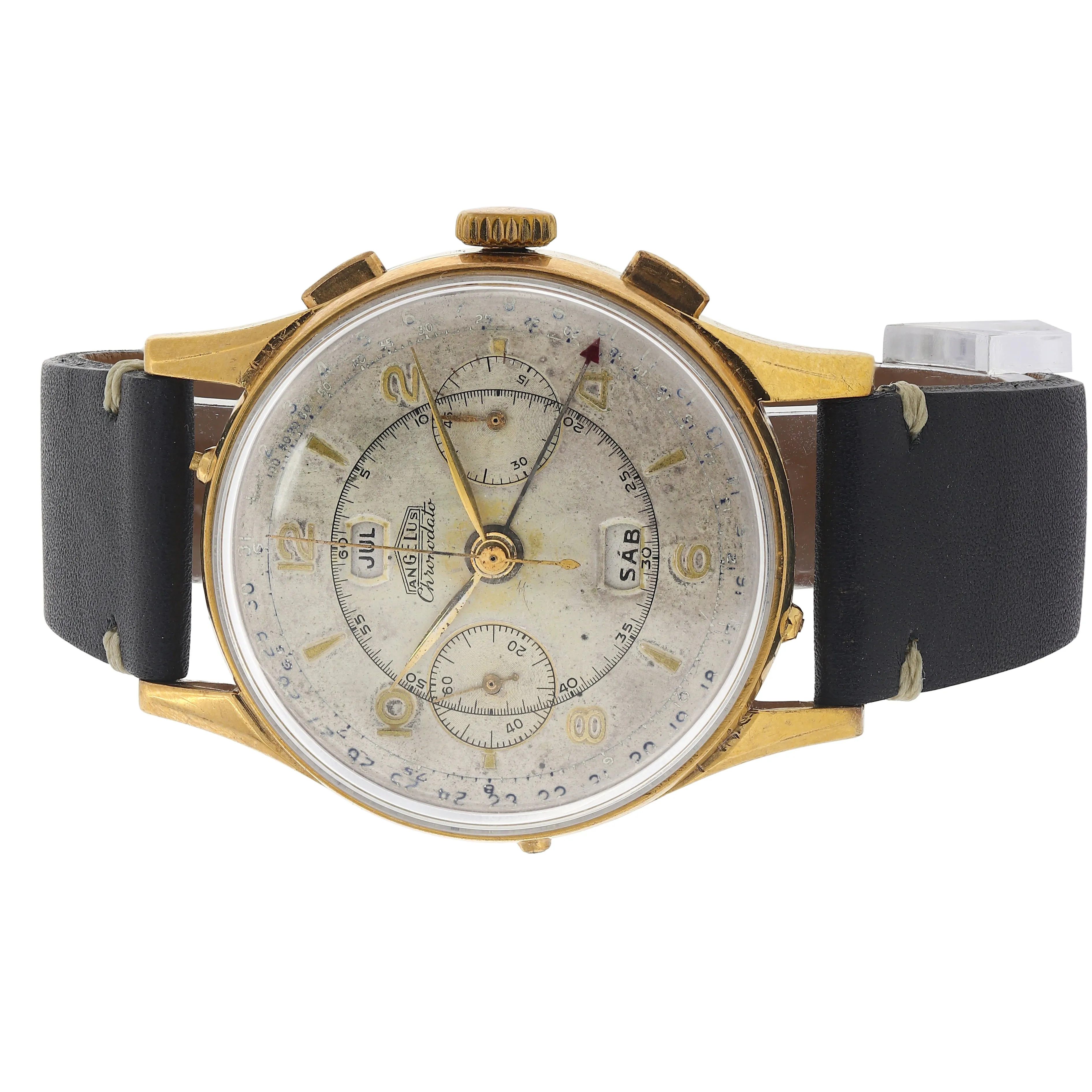Angelus Chronodato Triple Date Chronograph Manual Cal. SF 217 c. 1944 Gold-plated 39 mm