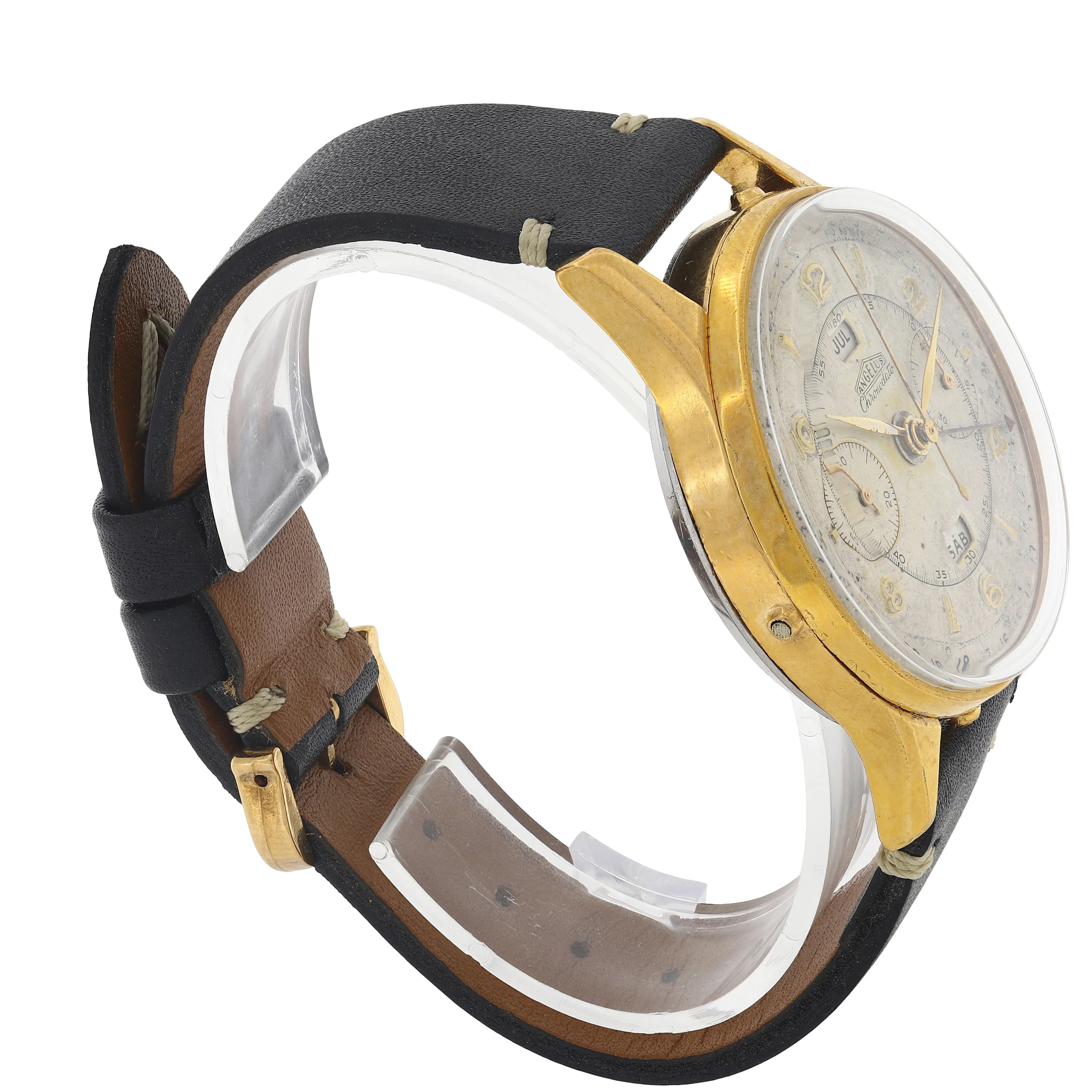 Angelus Chronodato Triple Date Chronograph Manual Cal. SF 217 c. 1944 Gold-plated 39 mm