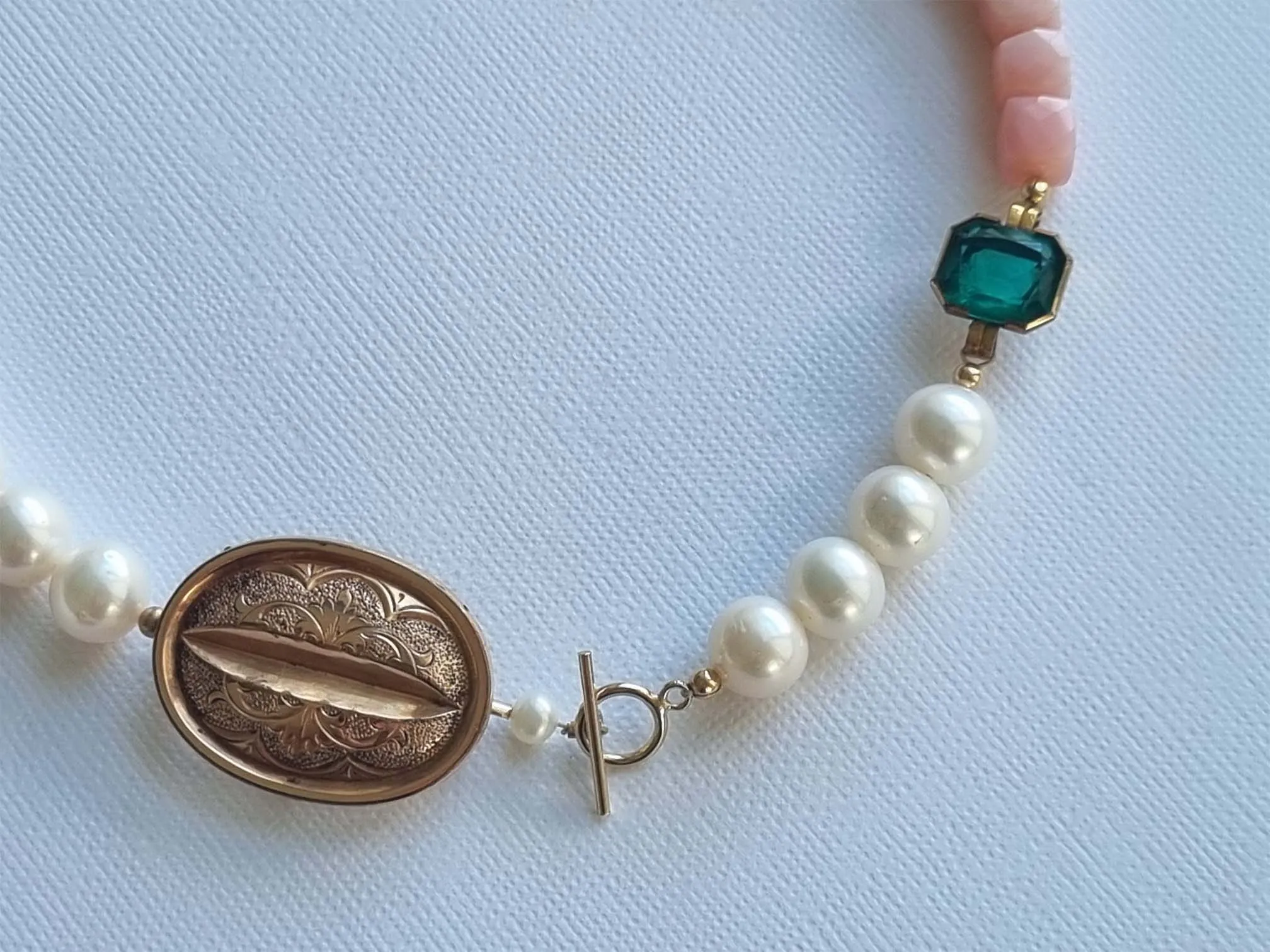 Anne Boleyn | Antique brooch pink opal pearl choker necklace