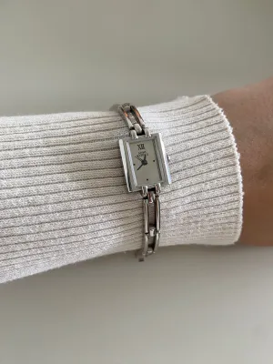 Anne Klein Ladies' Silver-Tone Rectangular Dress Watch from Early 2000s
