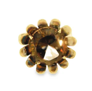 Antique Estate 14K Pink Rose Gold Smokey Topaz Floral Ring