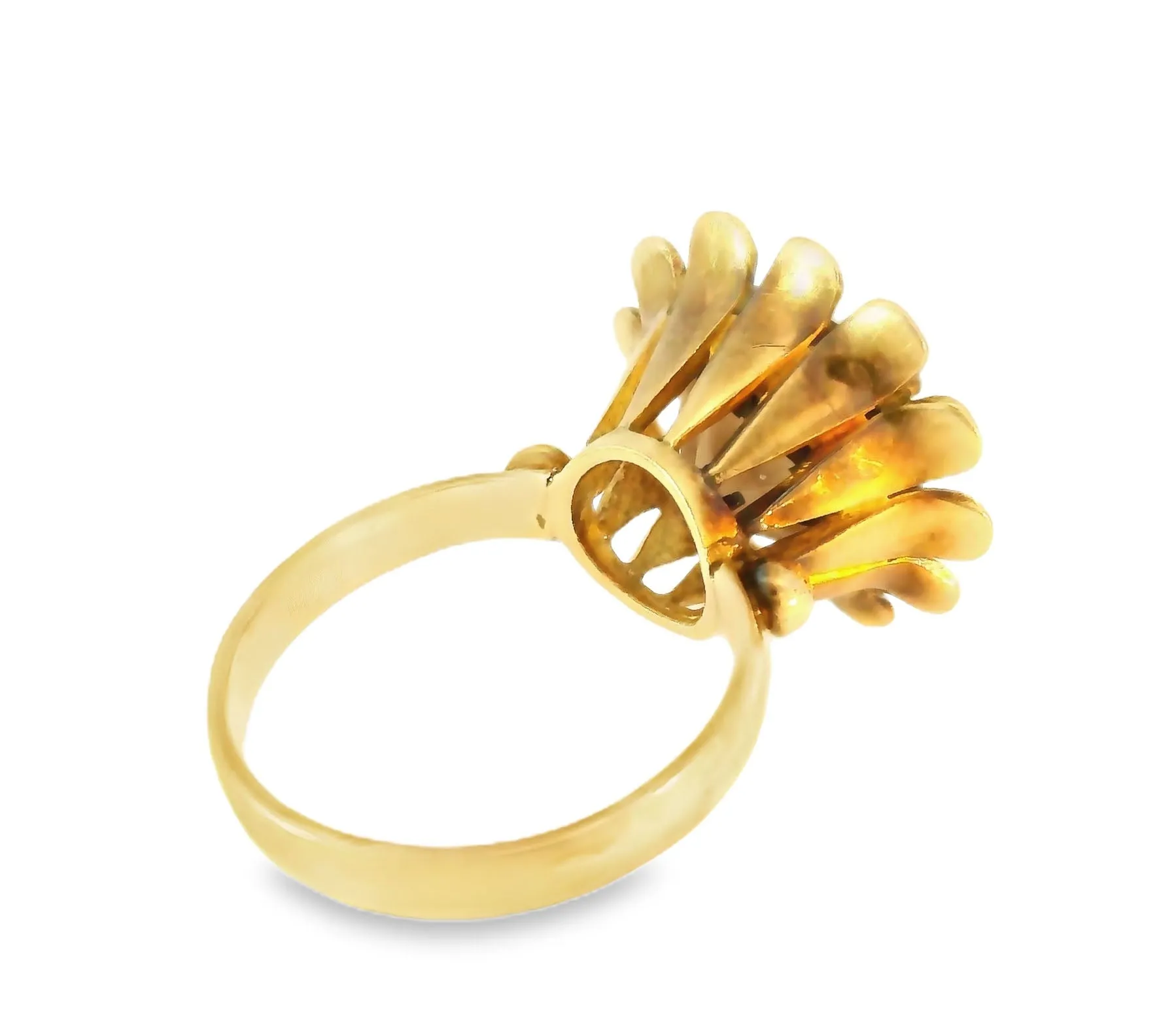 Antique Estate 14K Pink Rose Gold Smokey Topaz Floral Ring