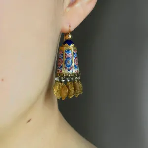 Antique Persian Gold & Enamel Earrings
