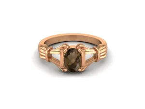 Antique Smoky Quartz Engagement Ring 925 Sterling Silver Bridal Anniversary Ring For Women