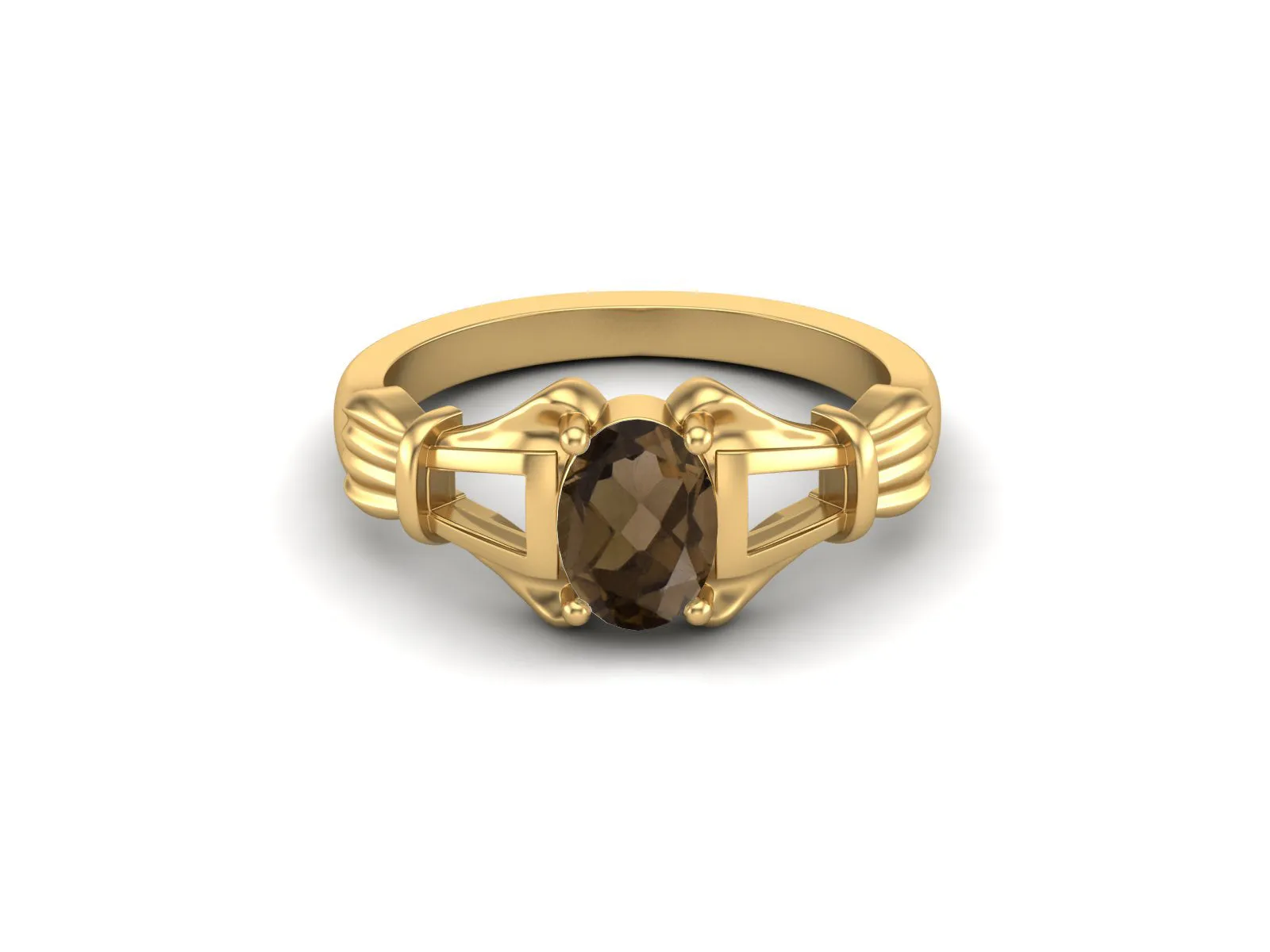 Antique Smoky Quartz Engagement Ring 925 Sterling Silver Bridal Anniversary Ring For Women