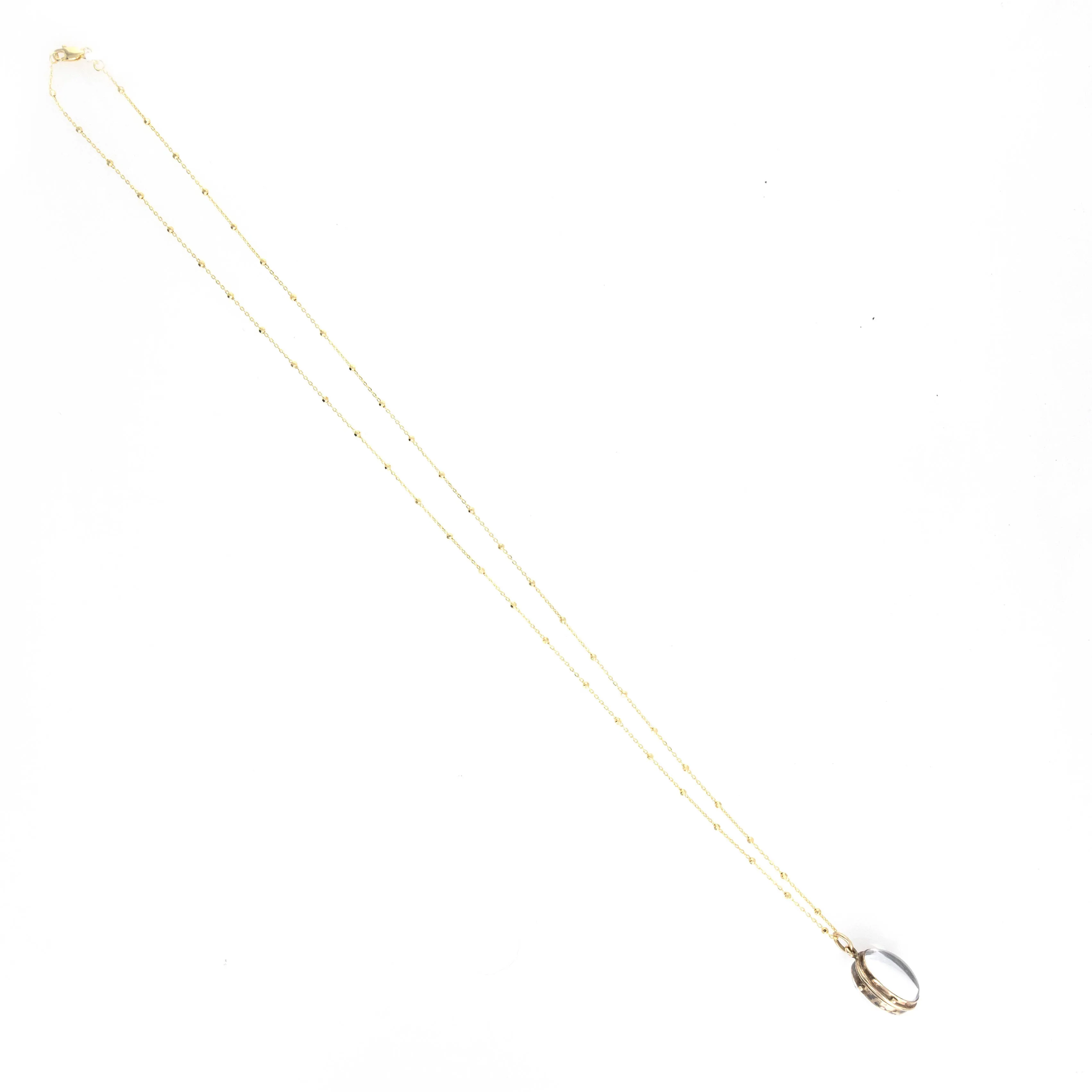 Antique Victorian 14K Yellow Gold Oval High Dome Pools Of Light Locket Necklace