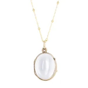 Antique Victorian 14K Yellow Gold Oval High Dome Pools Of Light Locket Necklace