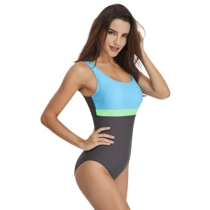 Anuohiss swimsuit sexy triangle sport color blocking one piece swimsuit for women
