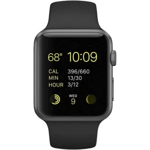 Apple Watch 42mm Space Gray Aluminum Black Sport Band