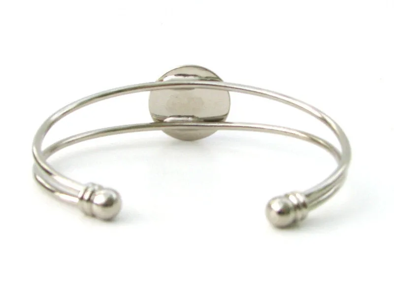 Aqua Angel Art Bracelet, Positive Energy and Meaning, Silver Wire Cuff - "Aura Angel"