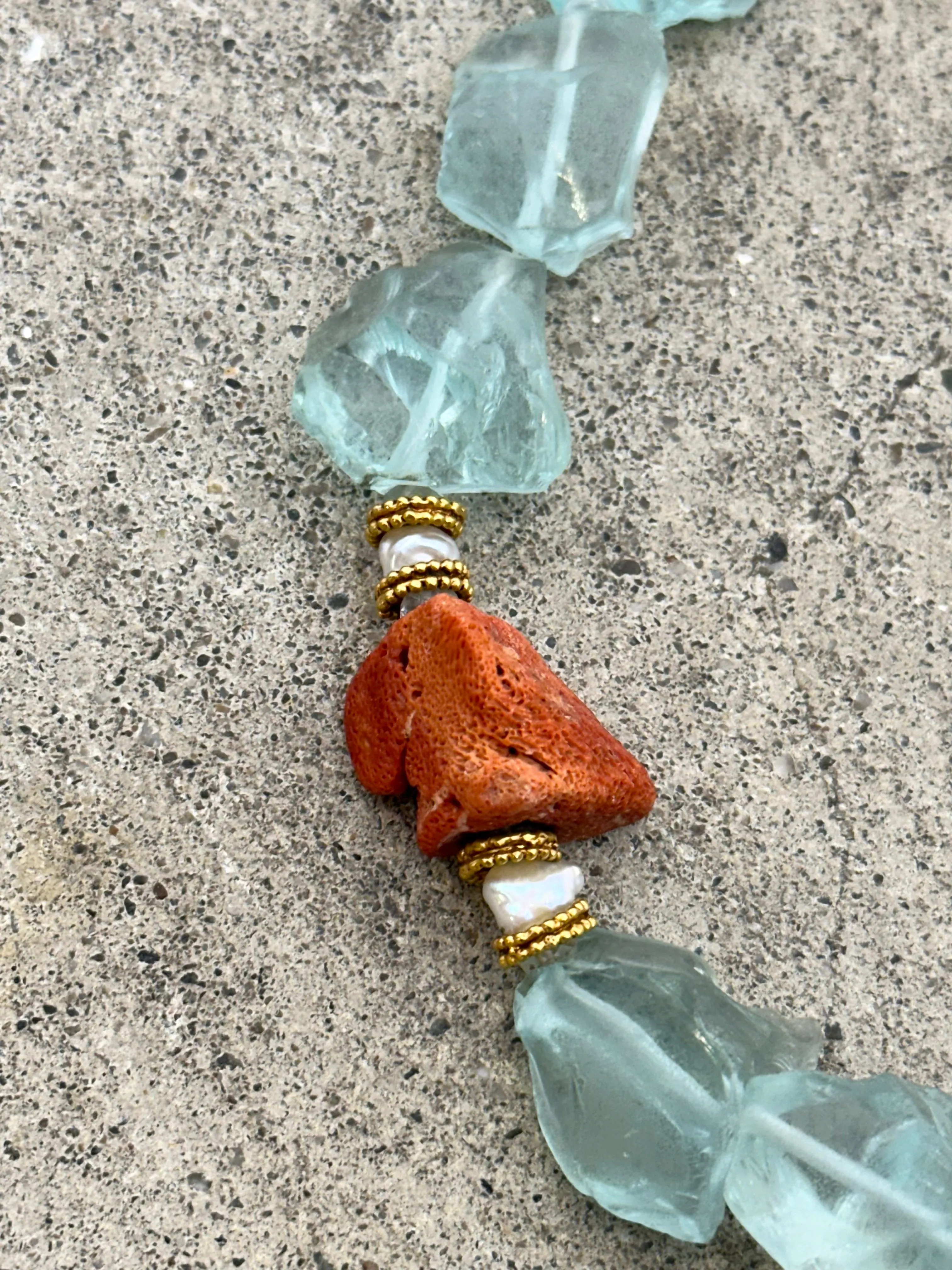 Aquamarine & Coral Sea Necklace*