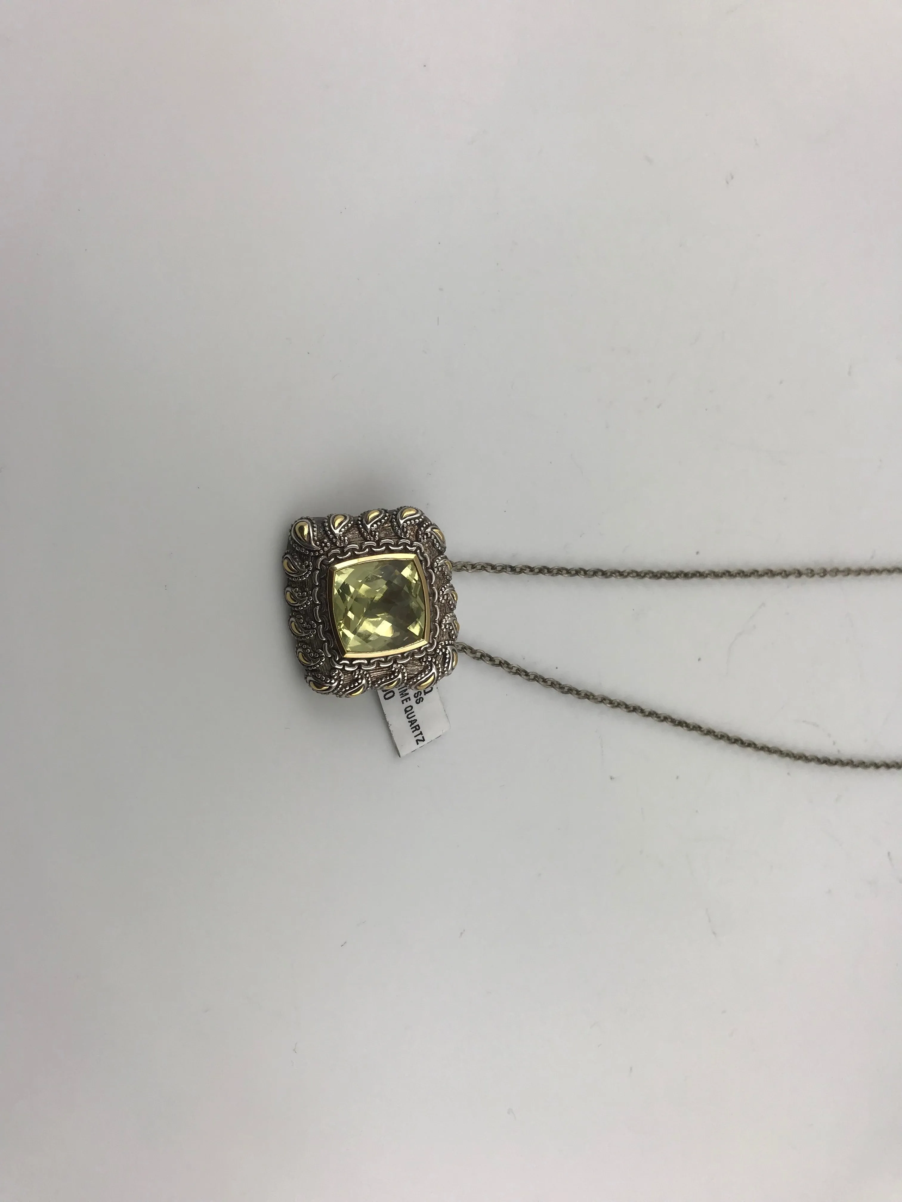 Argendor Lime Quartz Designer Pendant in 925 Sterling Silver with 18KY Gold Accents, New item #ARI003-LQ (Copy)