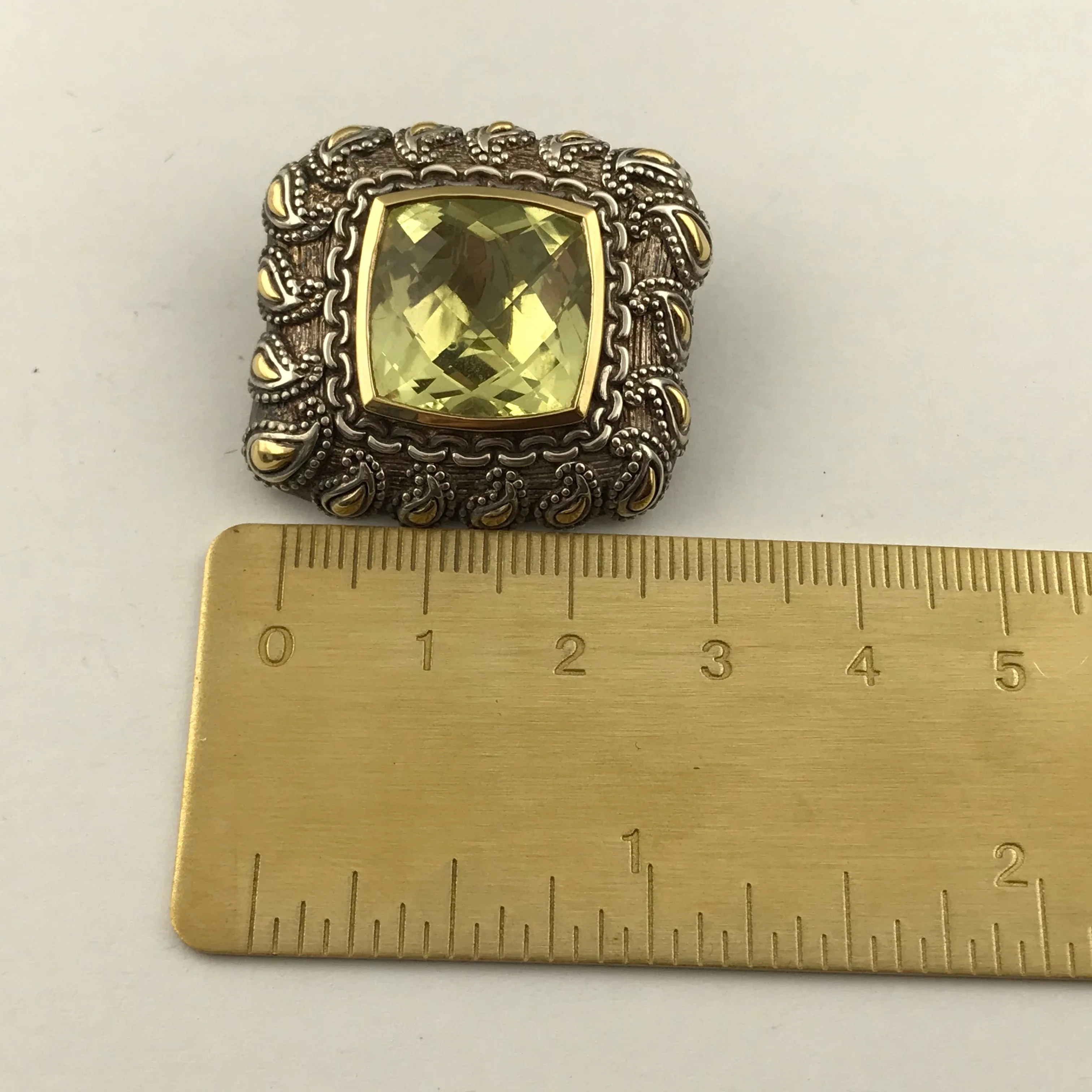 Argendor Lime Quartz Designer Pendant in 925 Sterling Silver with 18KY Gold Accents, New item #ARI003-LQ (Copy)