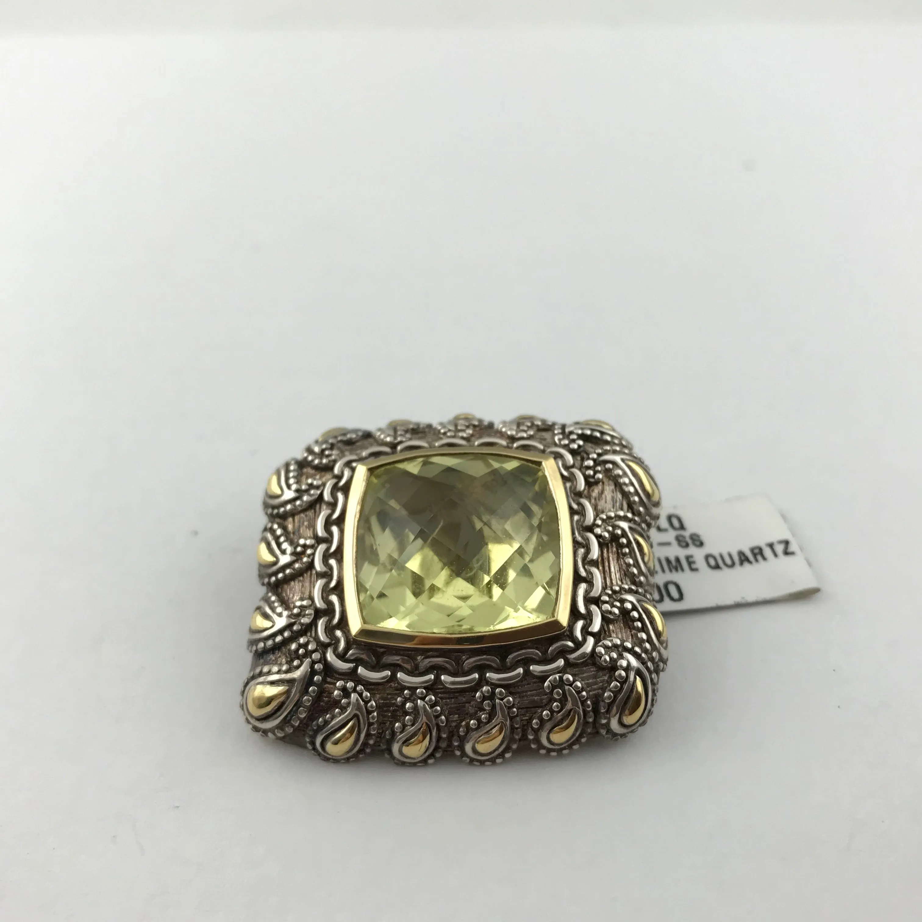 Argendor Lime Quartz Designer Pendant in 925 Sterling Silver with 18KY Gold Accents, New item #ARI003-LQ (Copy)