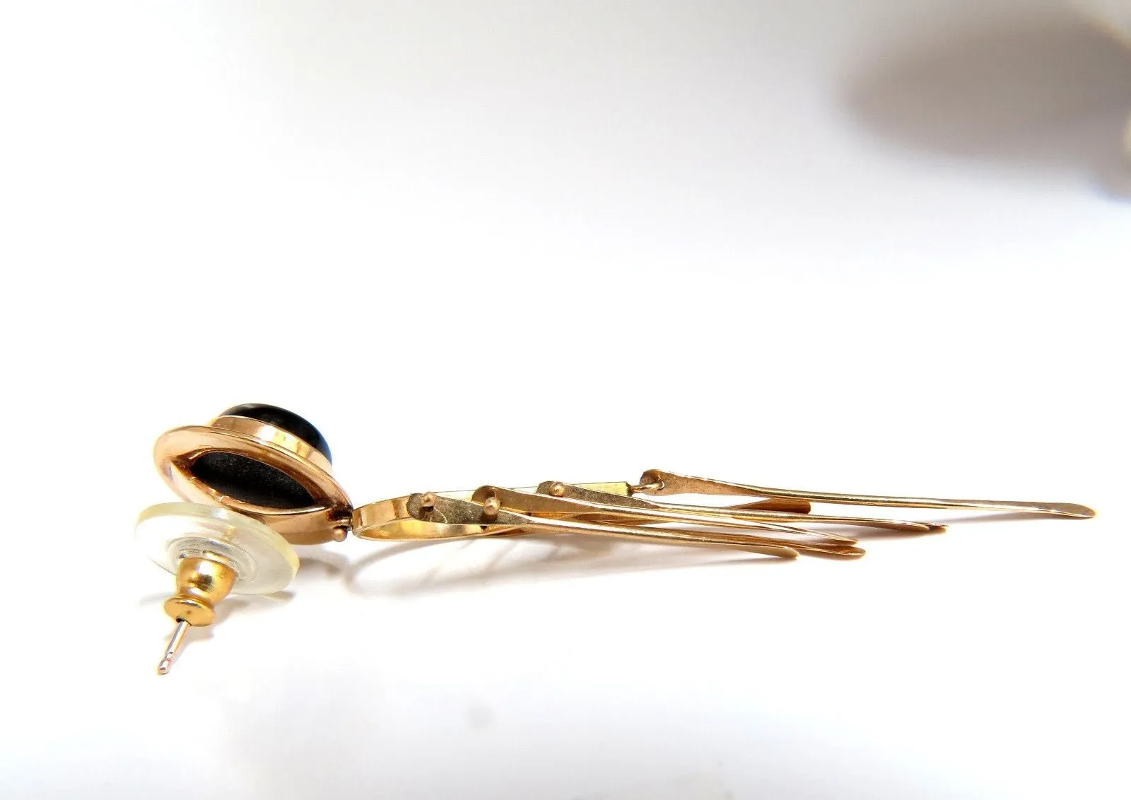 Art Deco Black star symbolic dangle earrings 14kt