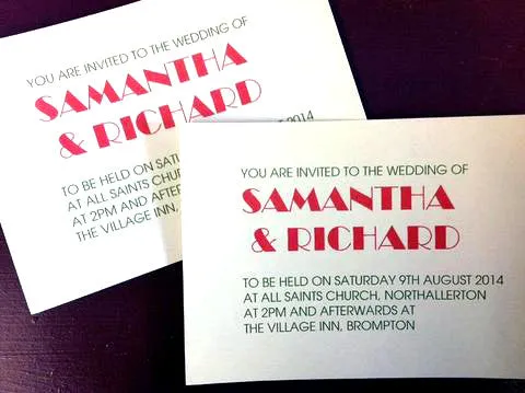 Art Deco Personalised, Printed, Flat, Wedding Invitation