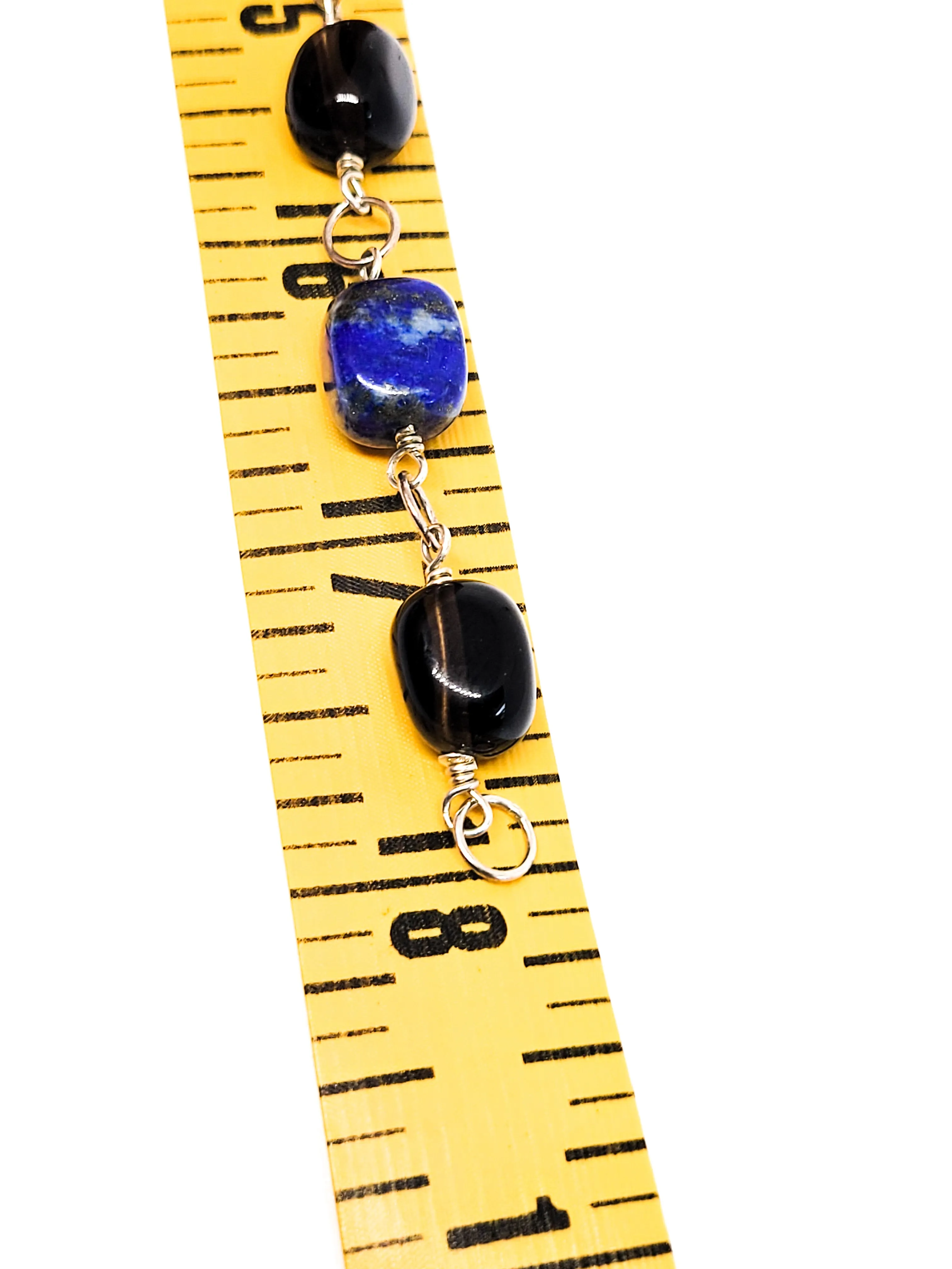 Artisan mutli gemstone lapis, coral quartz and carnelian sterling silver necklace 925