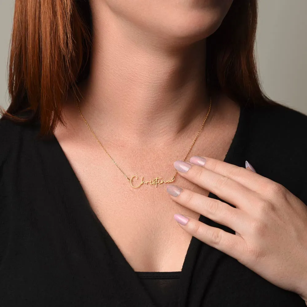 As I Sit In Heaven Son Cursive Name Necklace