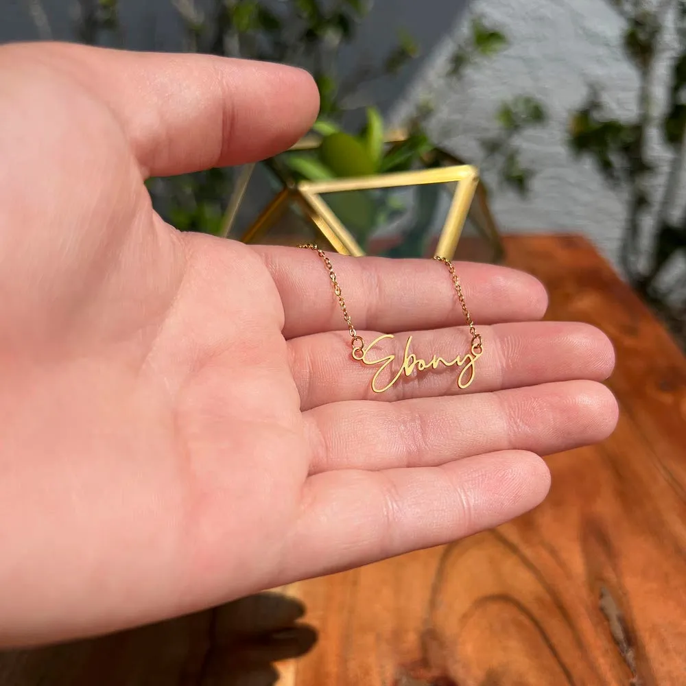 As I Sit In Heaven Son Cursive Name Necklace