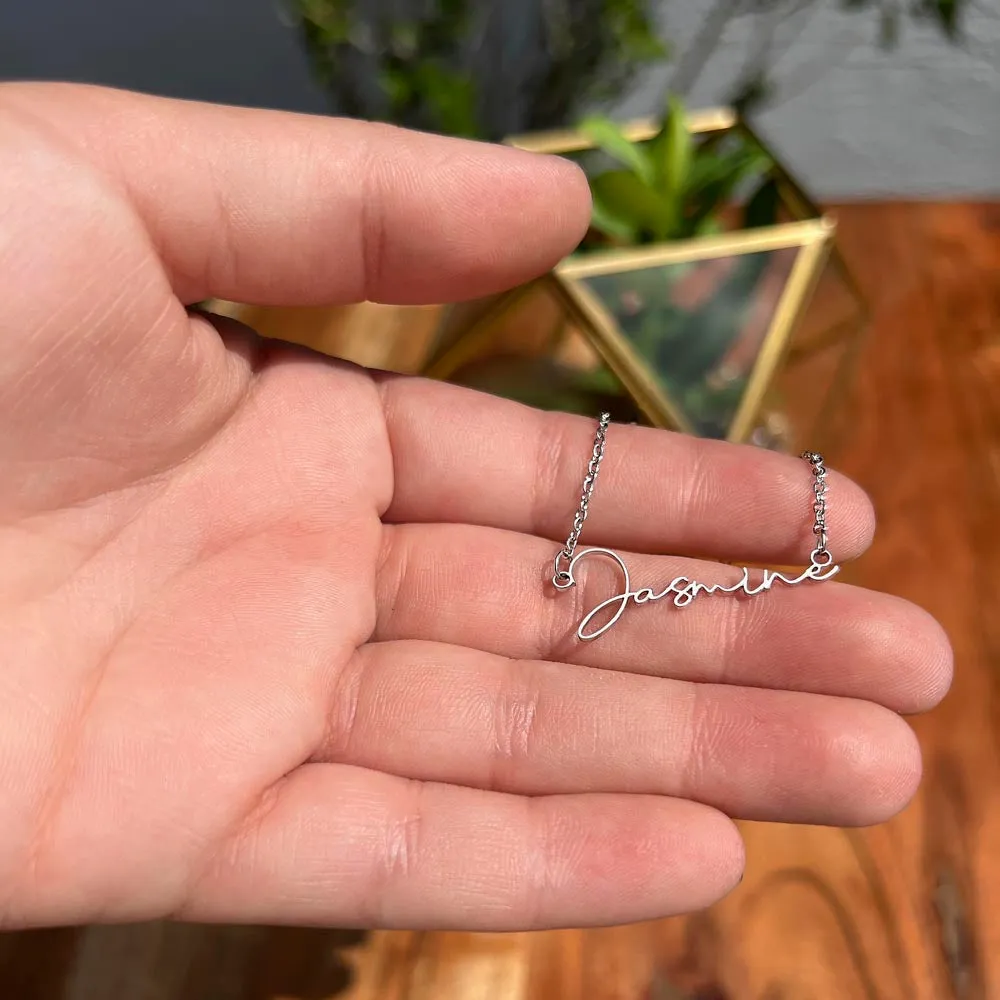 As I Sit In Heaven Son Cursive Name Necklace